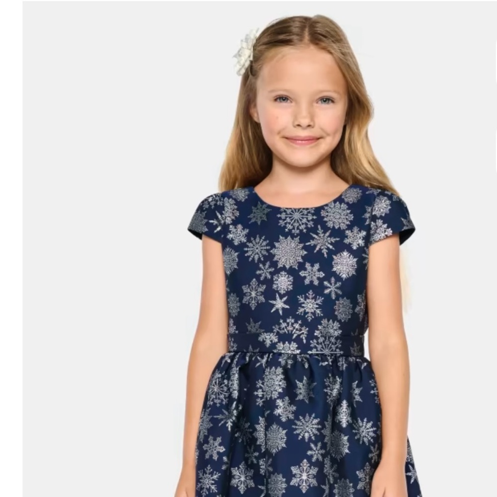 Girls Blue Snowflake Dress. Size 8